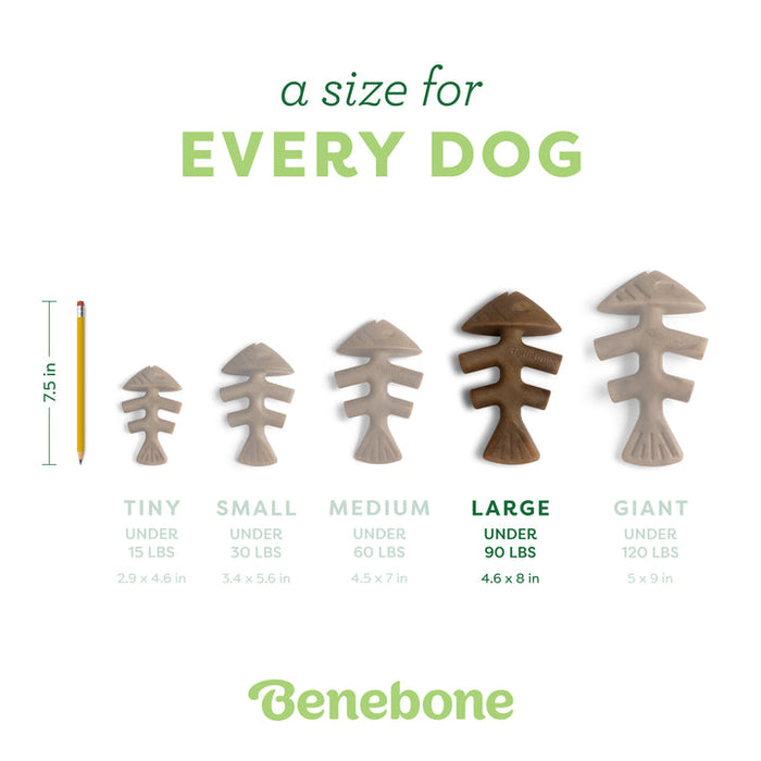 Benebone Fishbone Dog Chew Toy Salmon LG|30PK