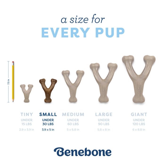Benebone Puppy Wishbone Dog Chew Toy Bacon SM
