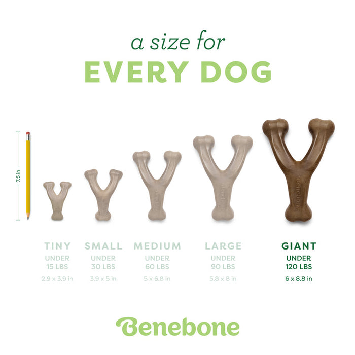 Benebone Wishbone Durable Dog Chew Toy Bacon Giant