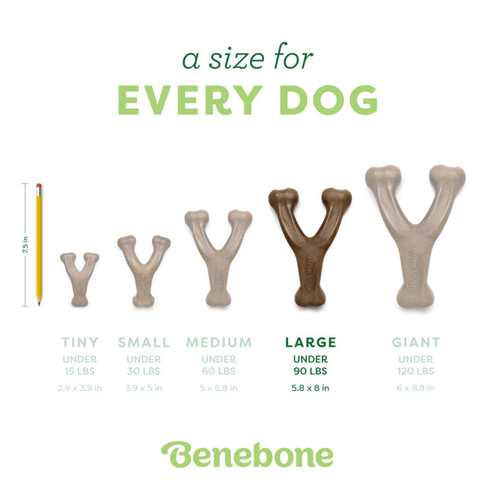 Benebone Wishbone Durable Dog Chew Toy Peanut Butter LG
