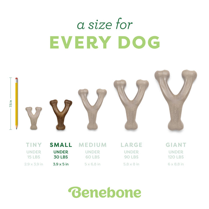 Benebone Wishbone Durable Dog Chew Toy Bacon SM