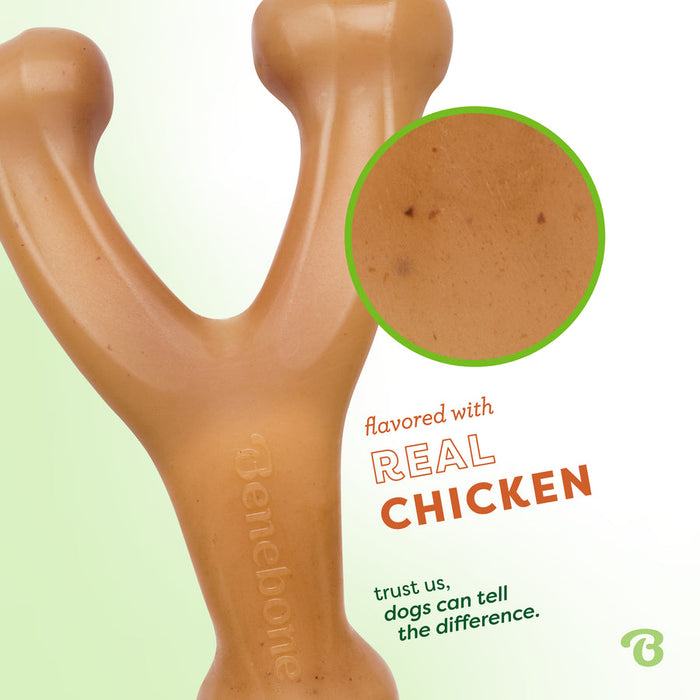 Benebone Wishbone Durable Dog Chew Toy Chicken MD