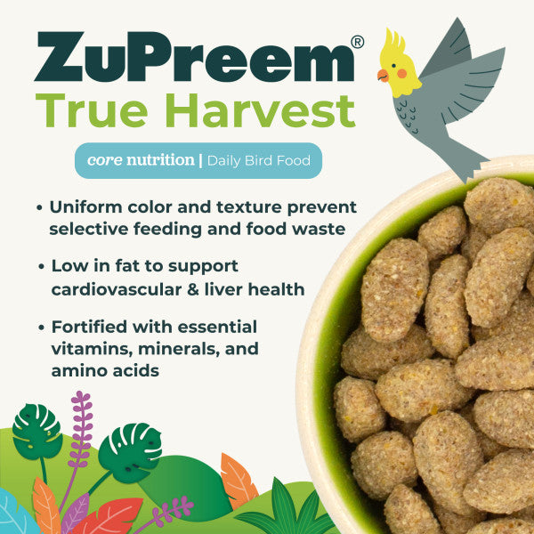 ZuPreem True Harvest Natural Bird Food for Large Birds - Macaws, Amazons, Cockatoos 3lb
