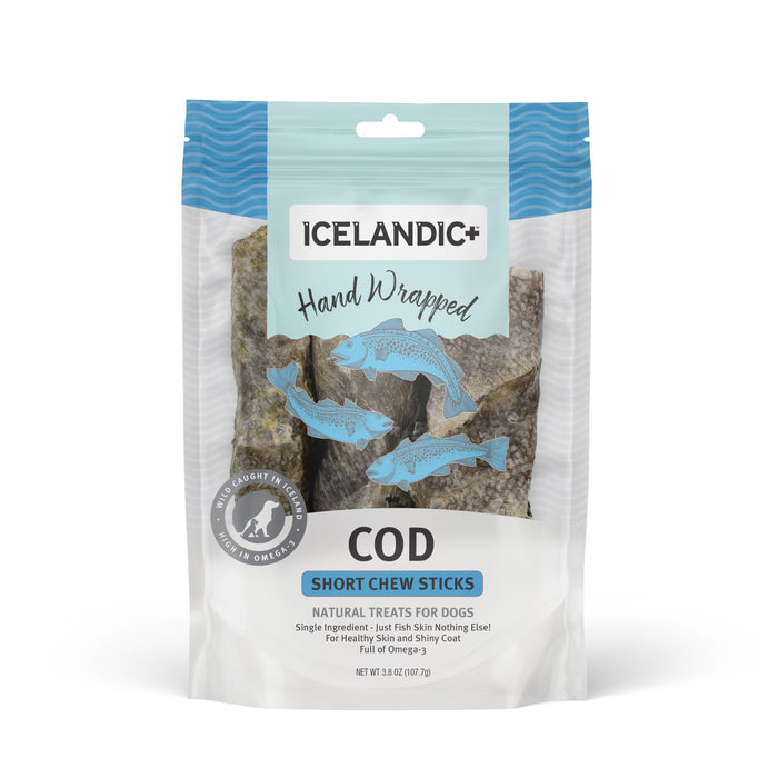 Icelandic+ Hand Wrapped Cod Skin Dog Chew Short Stick 5in 3pk - Image 2