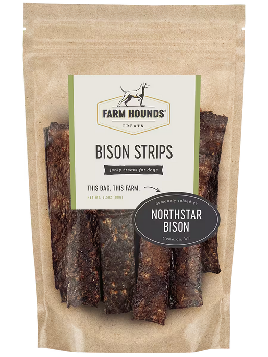 Farm Hounds Bison Strips Dog Treats 3.5 oz