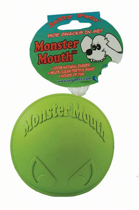 Jolly Pet Monster Mouth Treat Dispensing Dog Toy Green SM 3in