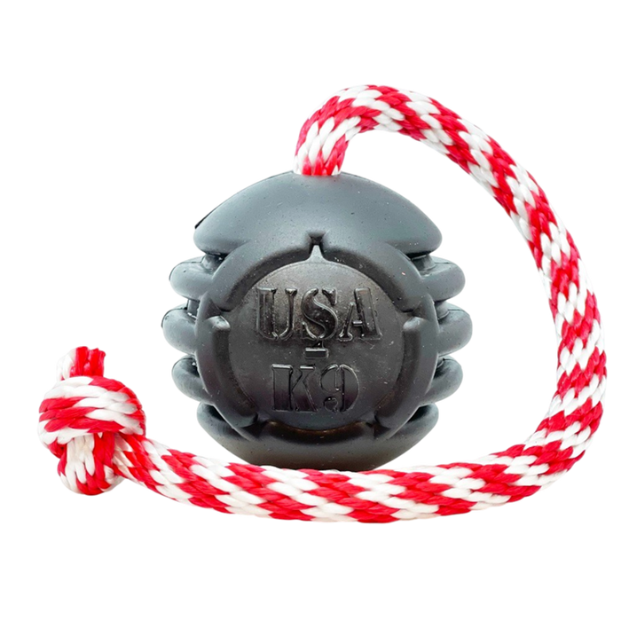 SodaPup USA-K9 Magnum Black Stars and Stripes Ultra-Durable  Rubber Chew Toy, Reward Toy, Tug Toy, and Retrieving Toy - Black