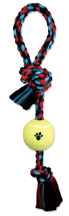Mammoth Pet Products Pull Tug Dog toy w/Tennis Ball Multi-Color 20in MD