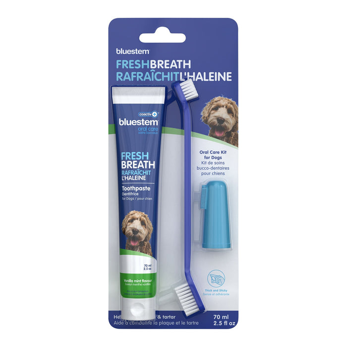 Jeffers bluestem coactiv+ Oral Dental Kit for Dogs and Cats – Toothpaste, Toothbrush & Finger Brush