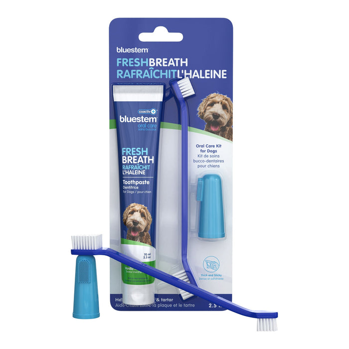 Jeffers bluestem coactiv+ Oral Dental Kit for Dogs and Cats – Toothpaste, Toothbrush & Finger Brush