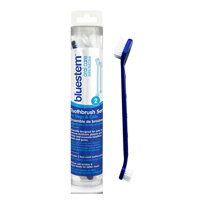 Jeffers Bluestem Dual-Ended Pet Toothbrush for Dogs and Cats, 2-Pack – Soft Bristles for Dental Care and Oral Hygiene