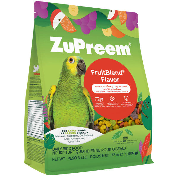 ZuPreem FruitBlend Bird Food Large Birds for Macaws, Amazons, Cockatoos 2lb