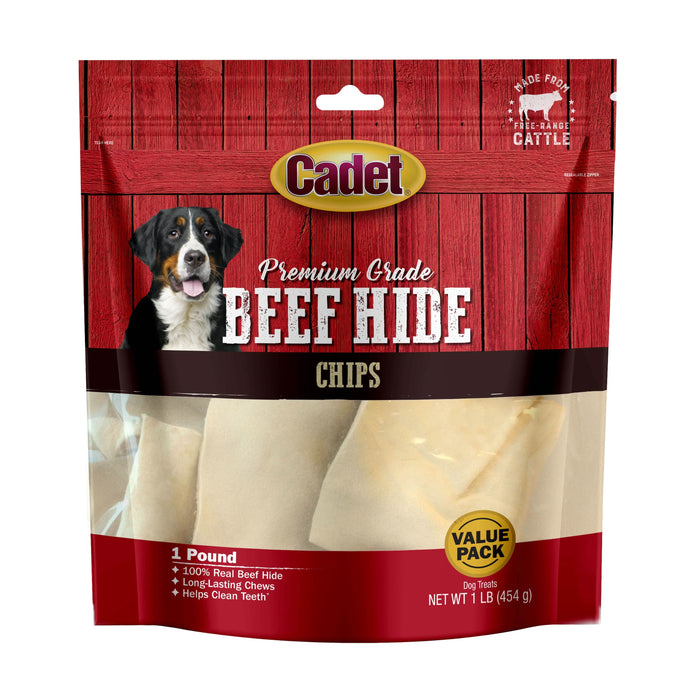 Cadet Premium Grade Beef Hide Chips for Dogs Natural 1 Pound (1 Count)