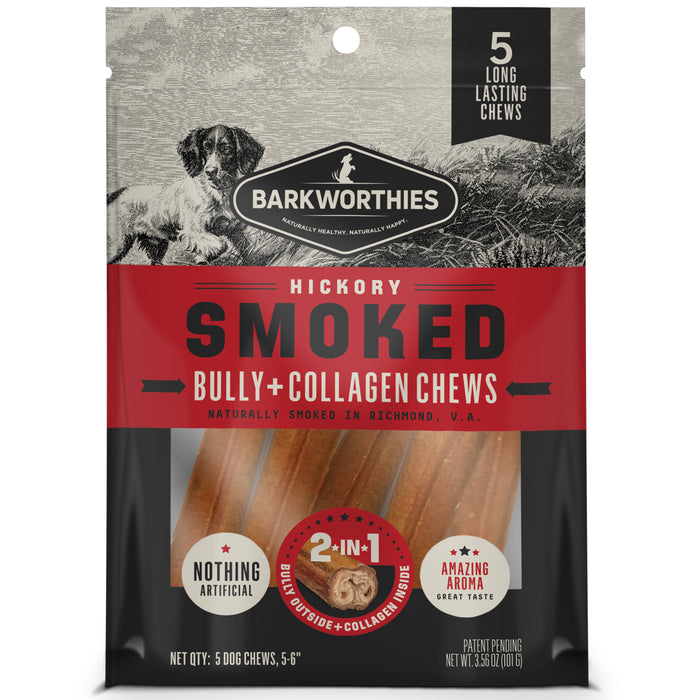 Barkworthies Smoked Bully+Collagen Dog Chew 5-6in/5ct - Image 2