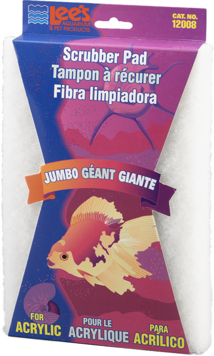 Lee's Aquarium & Pet Products Scrubber Pad for Acrylic Aquariums White 6 in x 9 in Jumbo