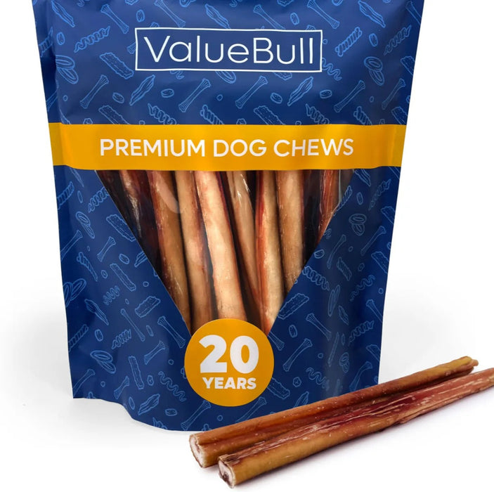 Value Pet Supplies ValueBull Bully Sticks for Large Dogs, Jumbo 12 Inch, 25 Count
