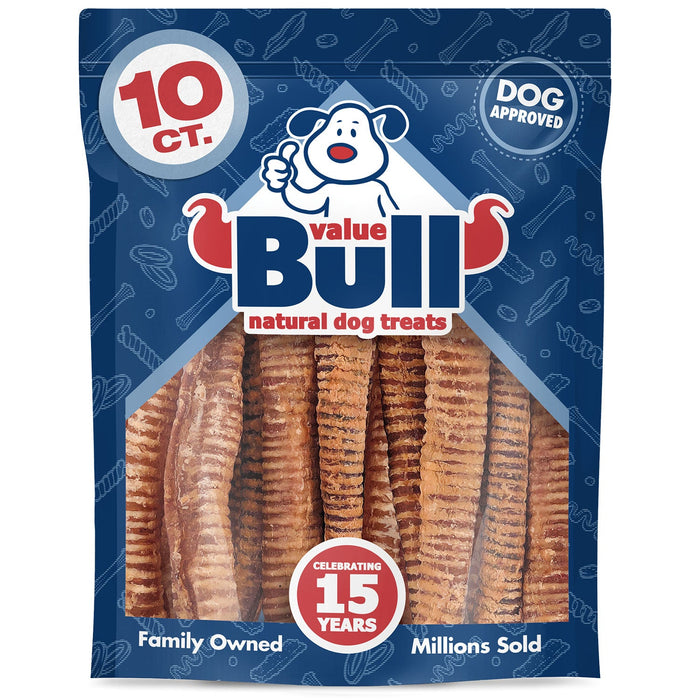 Value Pet Supplies ValueBull Beef Trachea Dog Treats 10-12 Inch, 10 Count