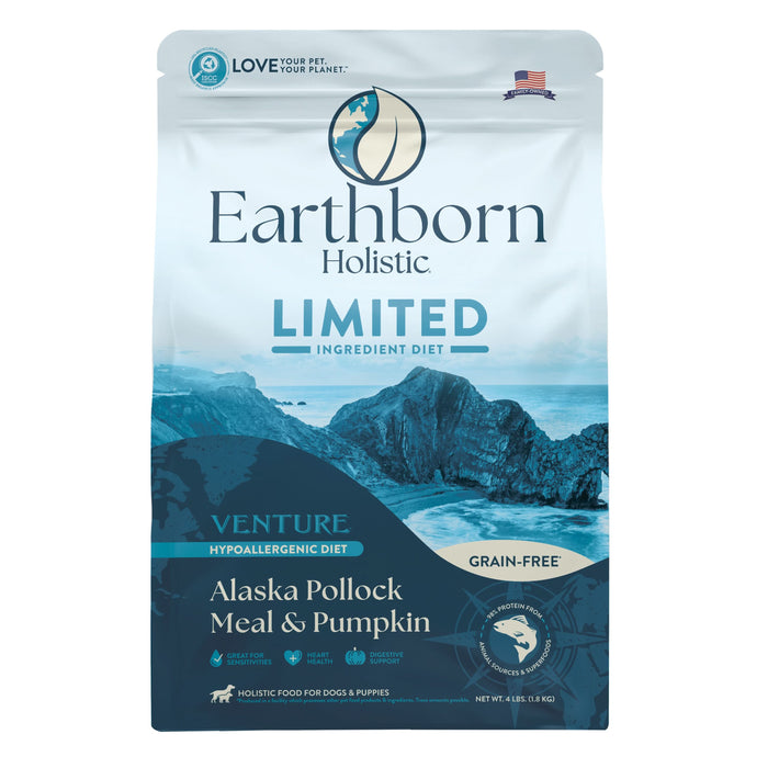 Earthborn Holistic Venture Limited Ingredient Diet Grain-Free Dry Dog Food Alaska Pollock Meal & Pumpkin 4lb