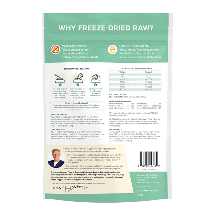 Dr. Marty Nature's Feast Essential Wellness Beef, Salmon and Poultry Freeze Dried Raw Cat Food