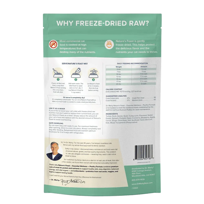 Dr. Marty Nature's Feast Essential Wellness  Poultry Freeze Dried Raw Cat Food
