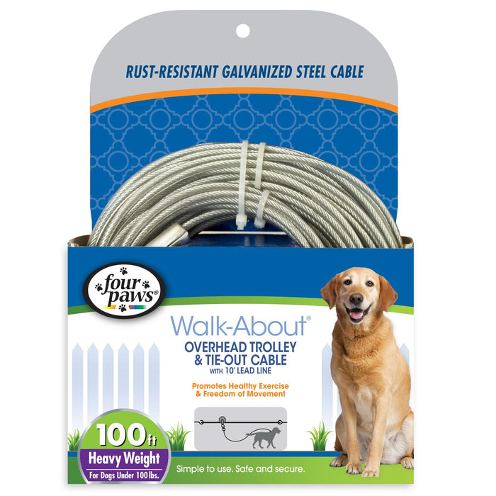 Four Paws Heavy Weight Dog Trolley Exerciser Silver 100 Foot (1 Count)