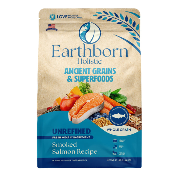 Earthborn Holistic Unrefined Ancient Grains & Superfoods Dry Dog Food Smoked Salmon 25lb