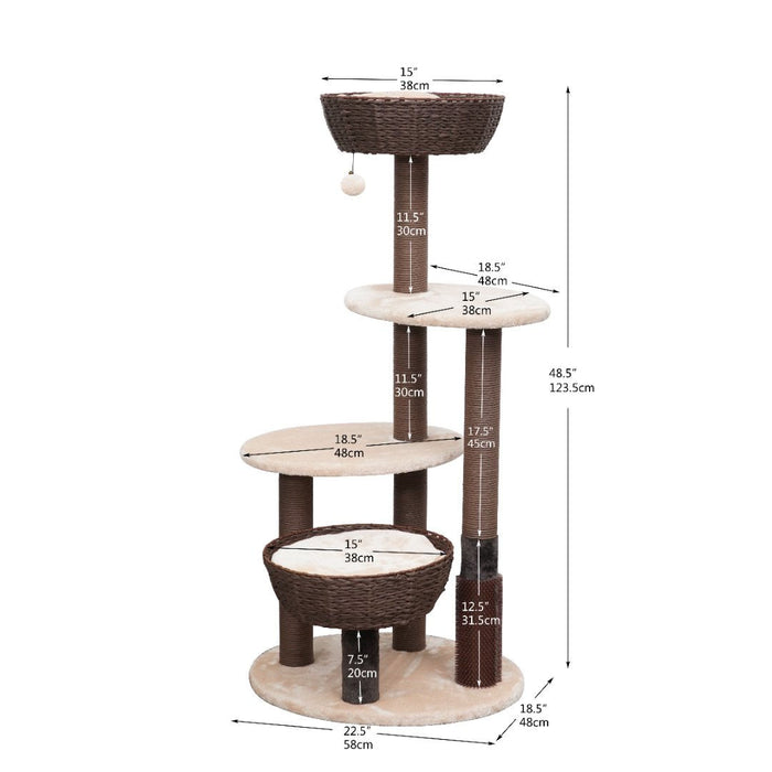 PetPals Pharaoh 5-Level Cat Tree Brown & Cream 48in