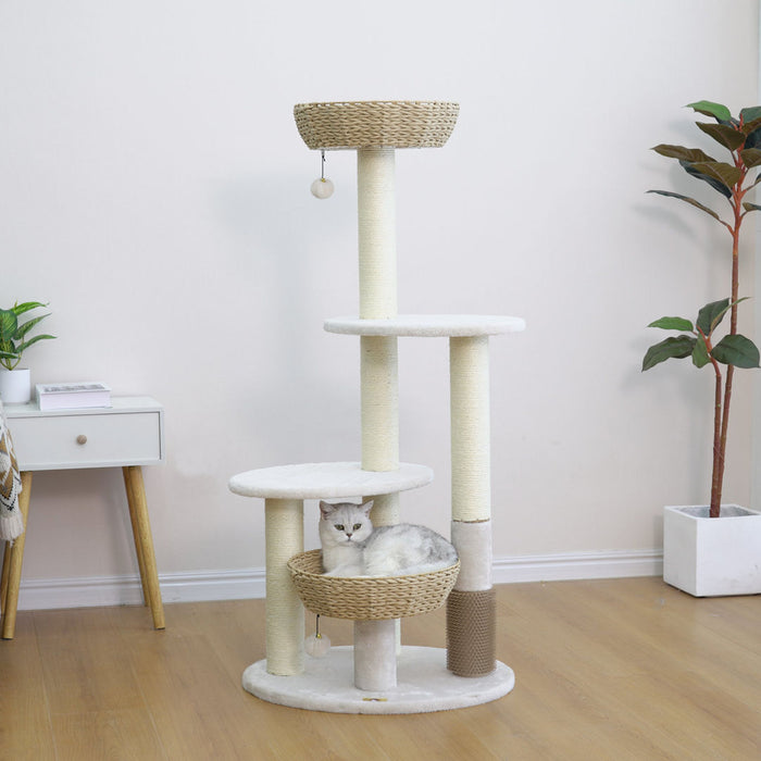 PetPals Pharaoh 5-Level Cat Tree Ivory 49in