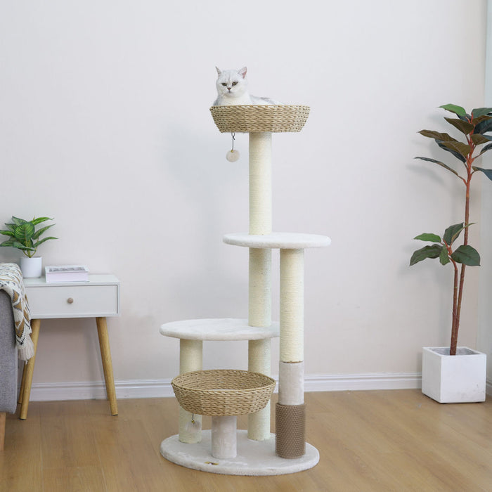 PetPals Pharaoh 5-Level Cat Tree Ivory 49in