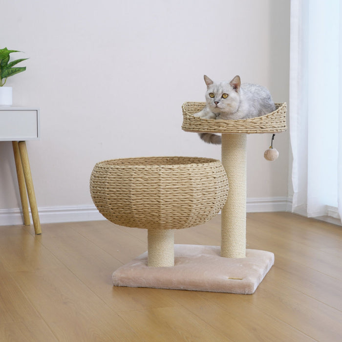 PetPals Cozy 2-Level Cat Perch Tree Beige & Cream 23in