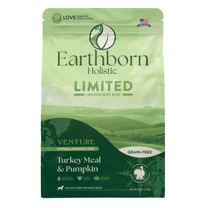 Earthborn Holistic Venture Limited Ingredient Diet Grain-Free Dry Dog Food Turkey Meal & Pumpkin 4lb