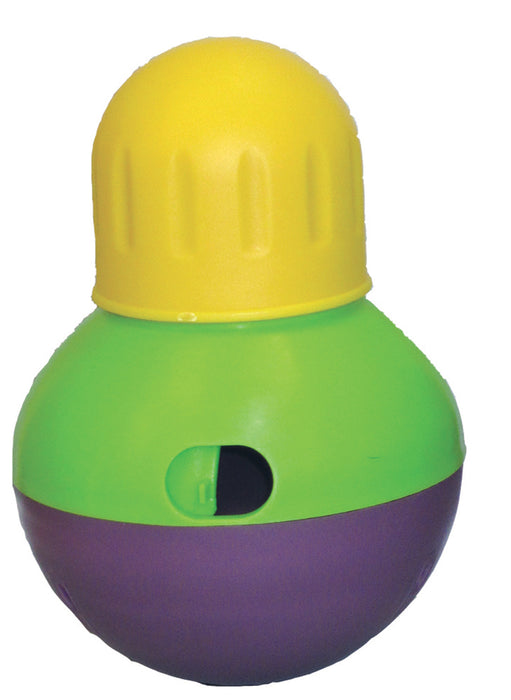 Starmark Bob-A-Lot Treat Dispensing Dog Toy Purple/Green/Yellow SM