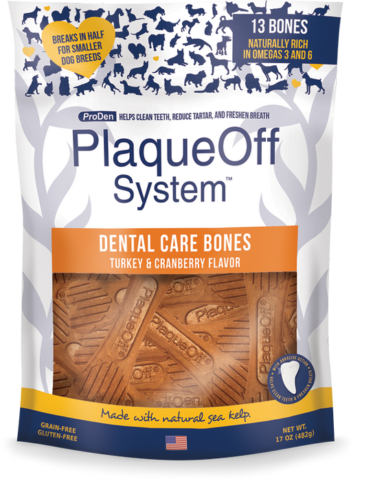 NaturVet Proden PlaqueOff System Dental Care Dog Bones Turkey & Cranberry 13ct