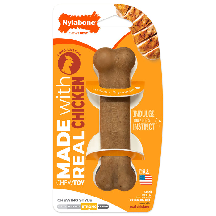 Nylabone Strong Chew Original Bone Dog Chew Toy Made with Real Chicken Small (1 Count)