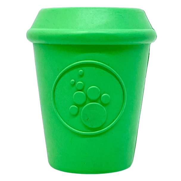 SodaPup Coffee Cup eDispener Durable Rubber Chew Toy and Treat Dispenser
