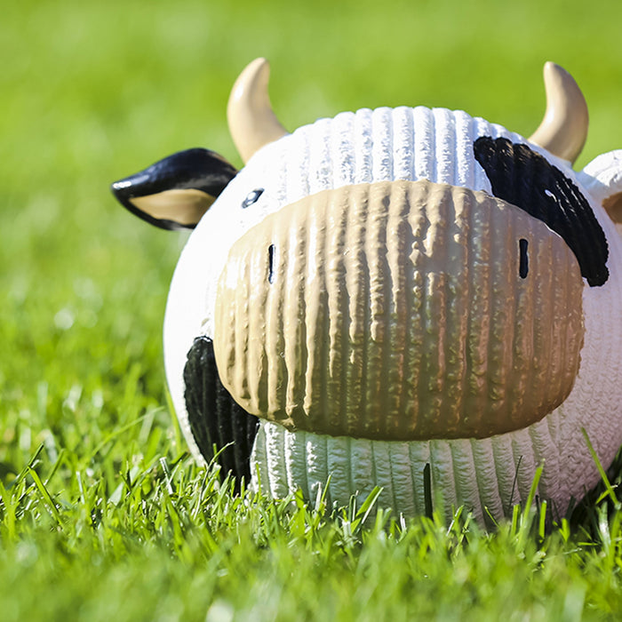 HuggleHounds Dottie Cow Ruff-Tex® Latex Ball Dog Toy, Large