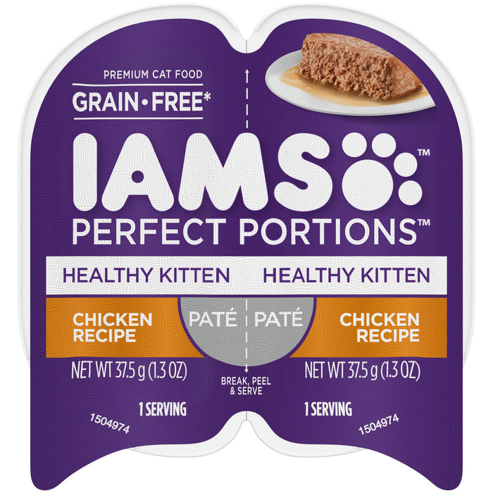 IAMS Perfect Portions Grain Free Healthy Paté Kitten Wet Cat Food Chicken 2.6oz 24pk