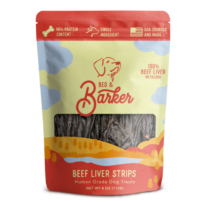 Beg & Barker Beef Liver Strip Dog Treats 4oz
