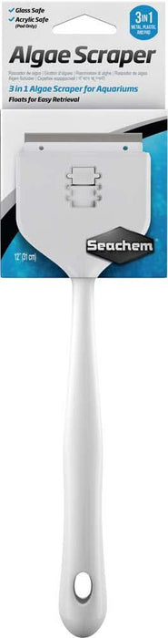 Seachem Laboratories 3-in-1 Algae Scraper for Glass and Acrylic Aquariums 12 in