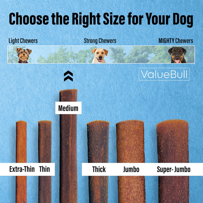 Value Pet Supplies ValueBull Collagen Sticks for Dogs, 6 Inch Medium Chews, Natural Long-Lasting Dog Treats, 50 Count
