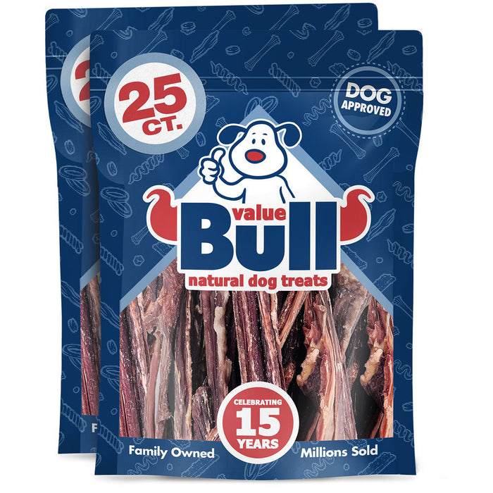 Value Pet Supplies ValueBull Beef Jerky Gullet Sticks, Premium Dog Chews, 5-6 Inch, 50 Count