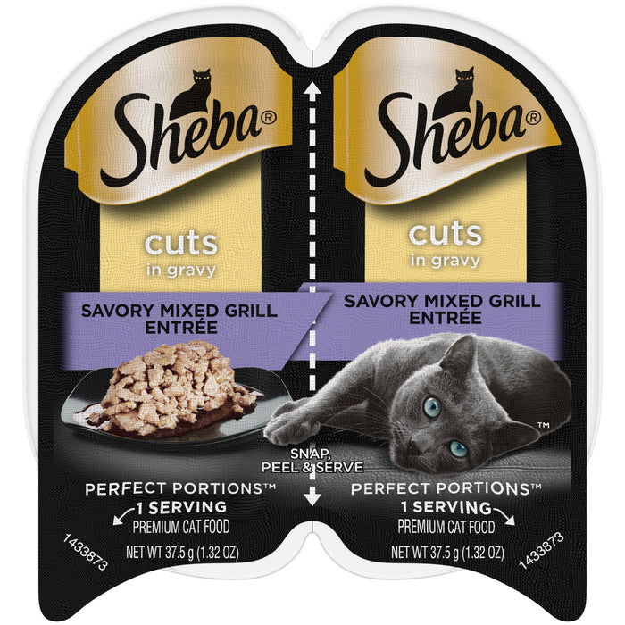 Sheba Perfect Portions Cuts in Gravy Wet Cat Food Savory Mixed Grill 2.6oz (Pack of 24)