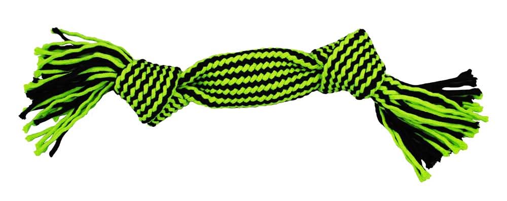 Jolly Pet Knot-n-Chew Dog Toy Knot Squeaker 2 Knots Green/Black SM/MD