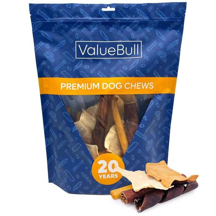 Value Pet Supplies ValueBull USA Collagen Dog Chews, Fun Shapes Variety Mix, Natural Long-Lasting Dog Treats - 1 lbs