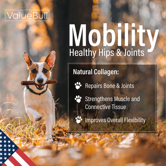 Value Pet Supplies ValueBull USA Collagen Sticks for Dogs, 6 Inch Thick Chews, Natural Long-Lasting Dog Treats, 50 Count