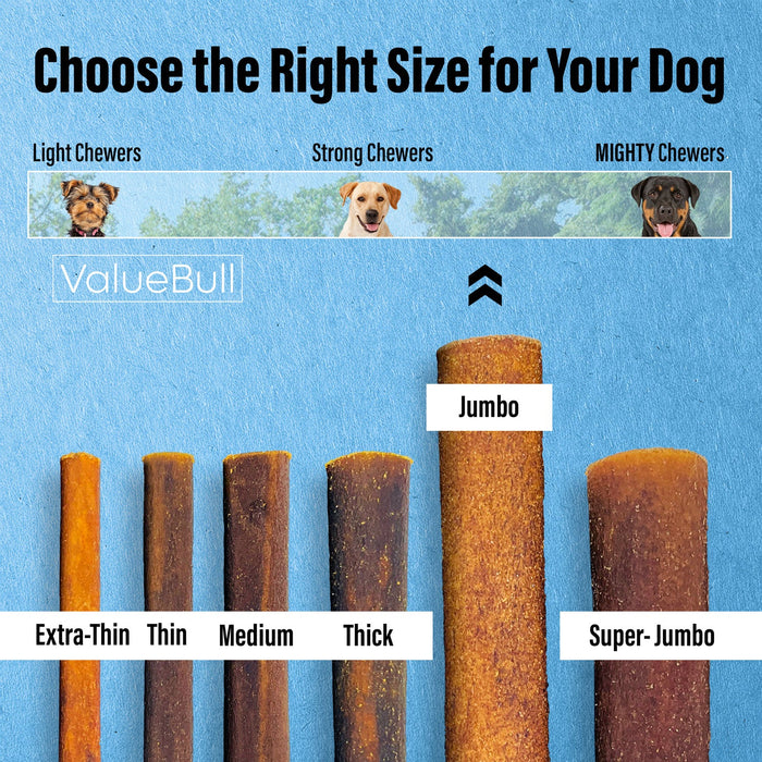 Value Pet Supplies ValueBull Buffalo Collagen Sticks for Dogs, 6 Inch Jumbo Chews, Natural Long-Lasting Dog Treats, 25 Count