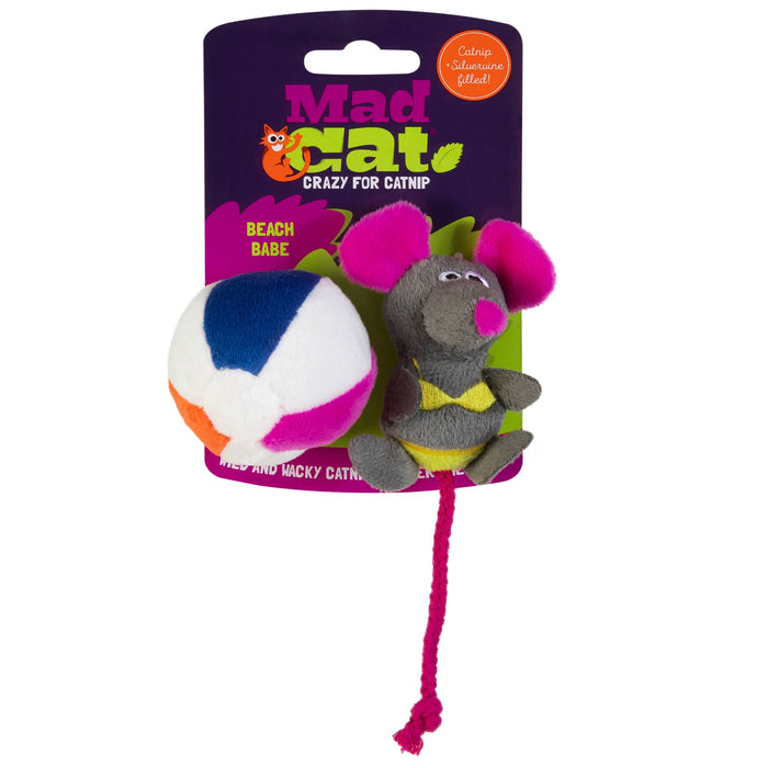 Mad Cat Beach Babe Mouse w/Catnip & Silvervine Cat Toy 2pk