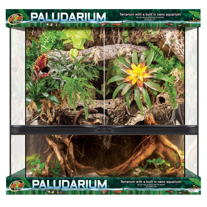 Zoo Med Double Door Paludarium with Built-in Nano Aquarium Black, Clear 36 in x 18 in 20 gal