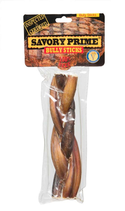 Savory Prime Braided Bully Stick Dog Treat 6 in