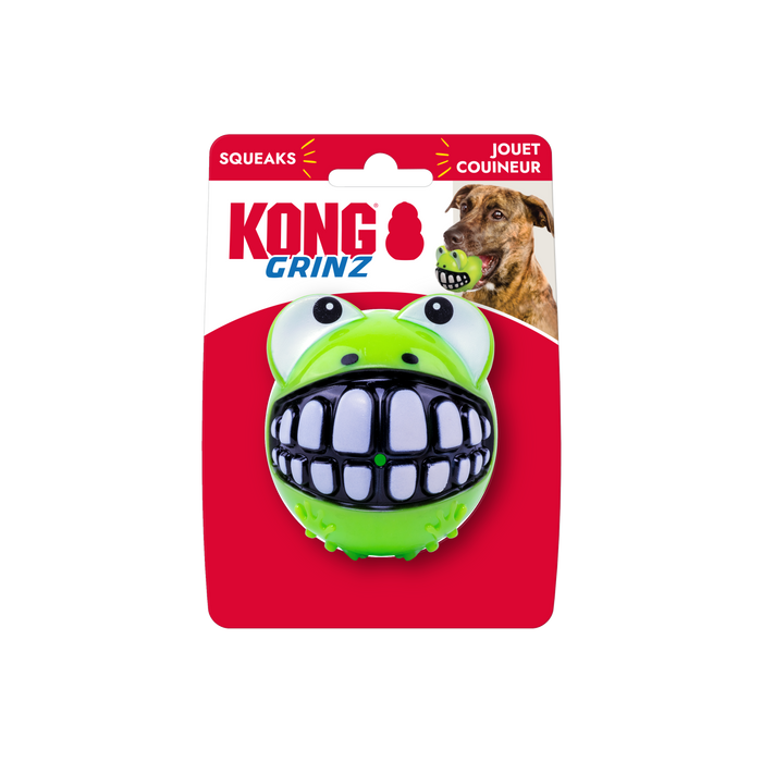 KONG Grinz Frog Dog Toy Green LG - Image 2